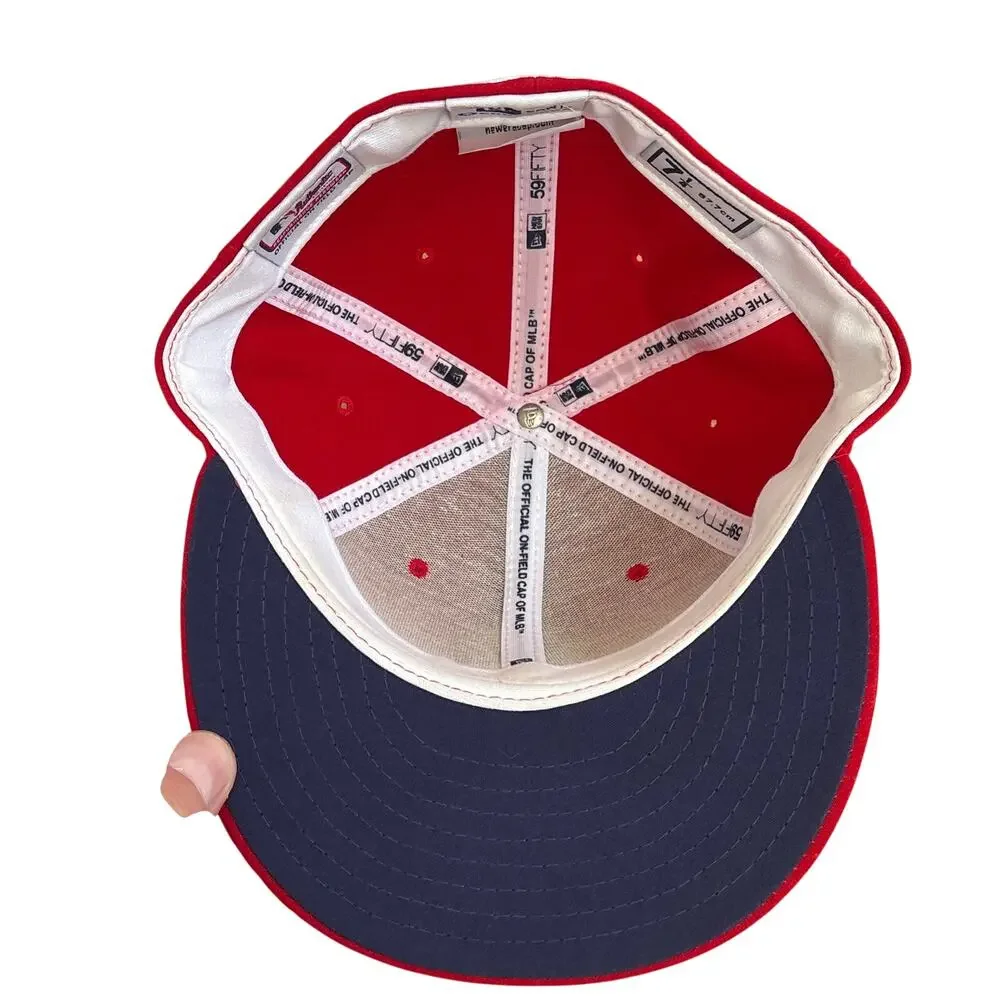 New York Yankees New Era 59Fifty Red Star Stripes Fitted Hat Cap 7 1/4 Cool Base